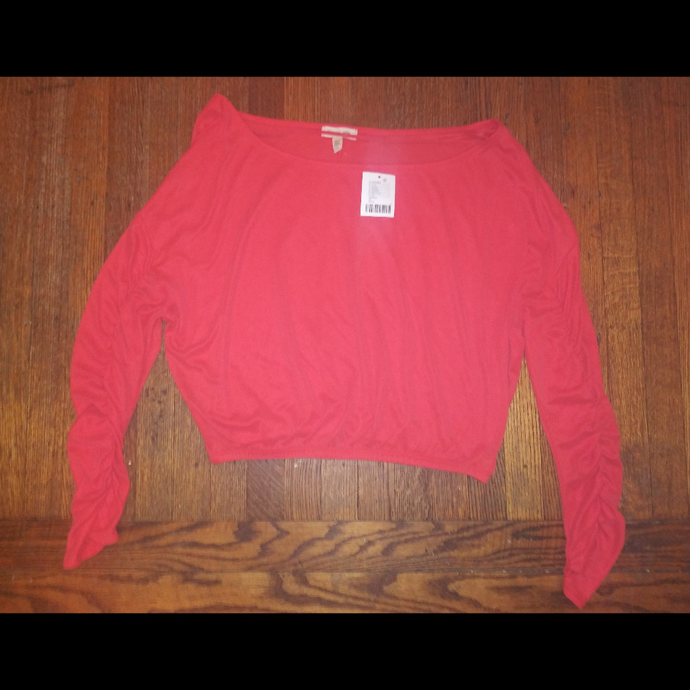 UO Silence + Noise Melon Long Sleeve Crop Top